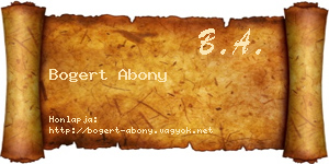 Bogert Abony névjegykártya